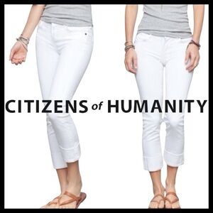 Citizens of Humanity White Dani Cropped Straight Leg Cuff Jeans (31x24)